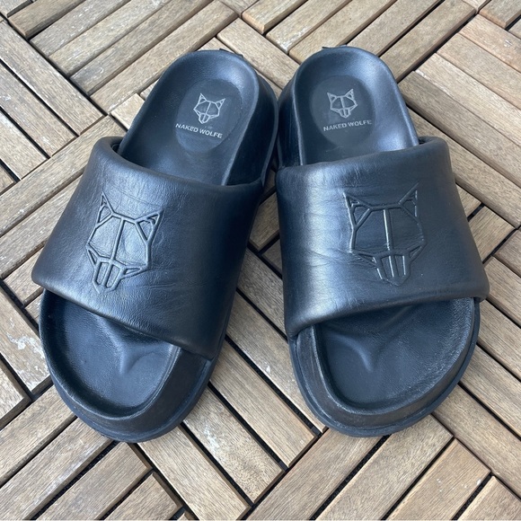 Naked Wolfe- Velma Slippers Black Padded Strap Size US 10 - Picture 3 of 6
